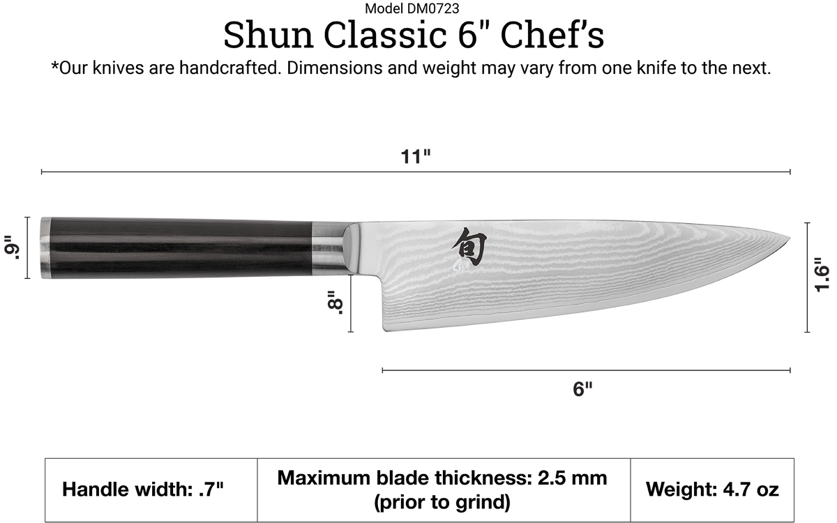 Shun Classic Blonde 6" Chef's Knife — Ebony