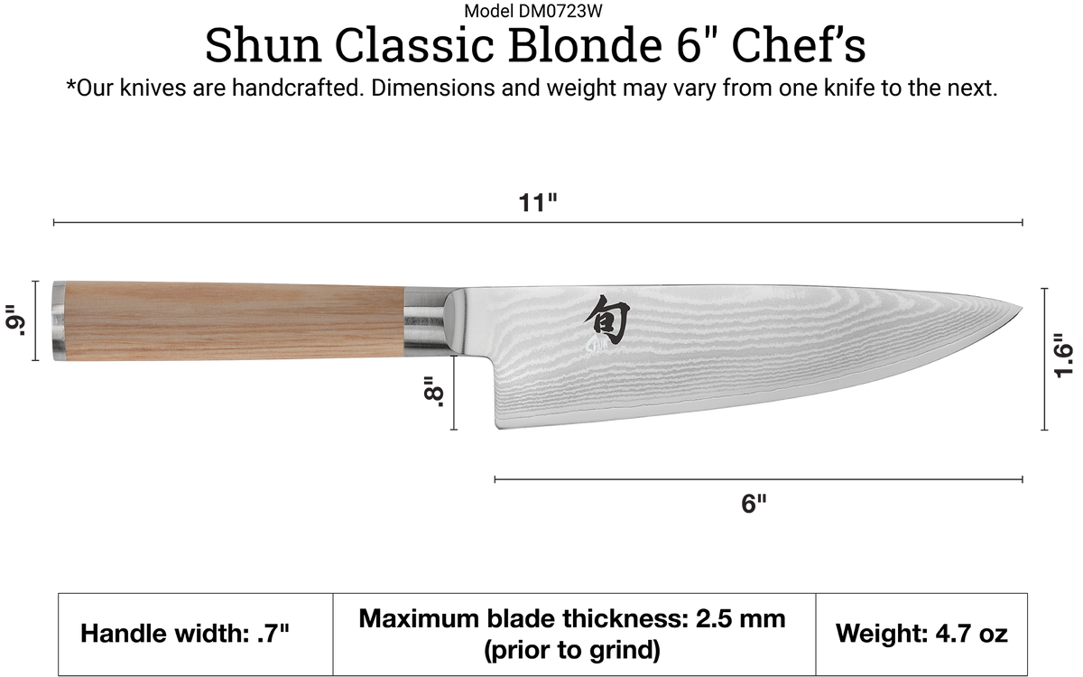 Shun Classic Blonde 6" Chef's Knife — Blonde