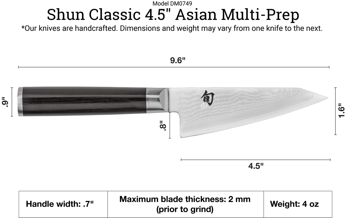 Shun Classic 4.5" Asian Multi–Prep Knife — Ebony