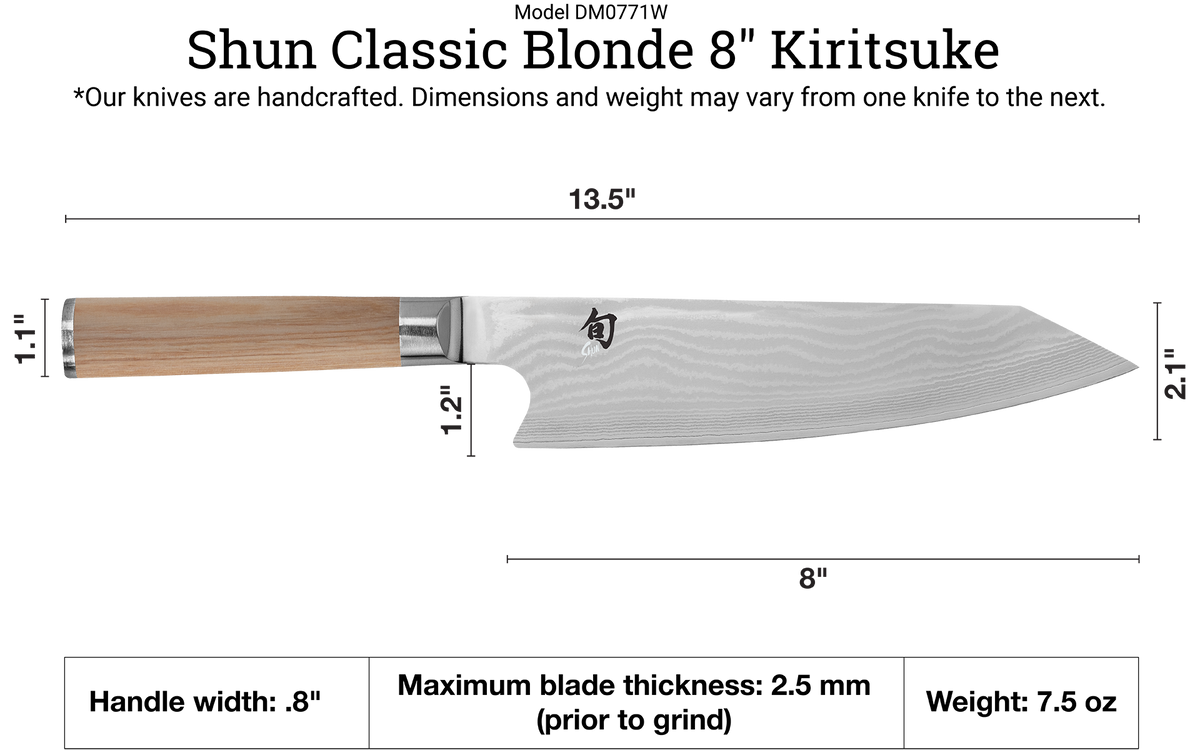 Shun Classic Blonde 8" Kiritsuke — Blonde