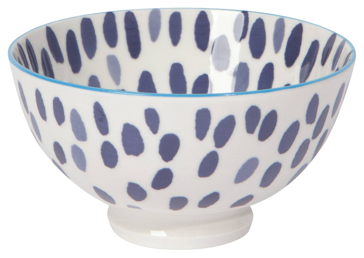Blue Spots Stamped Bowl 4 inch