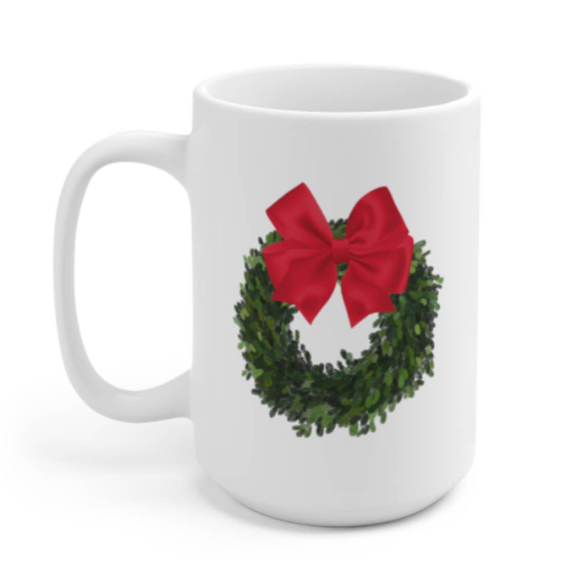 MUG - Boxwood Wreath with Red Bow