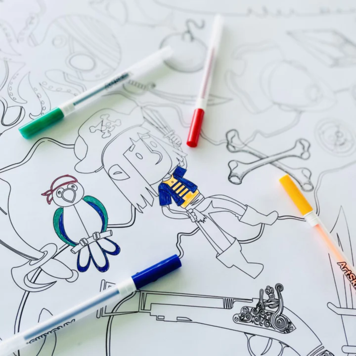 Pirate Coloring Tablecloth Seek & Find Kids Activity