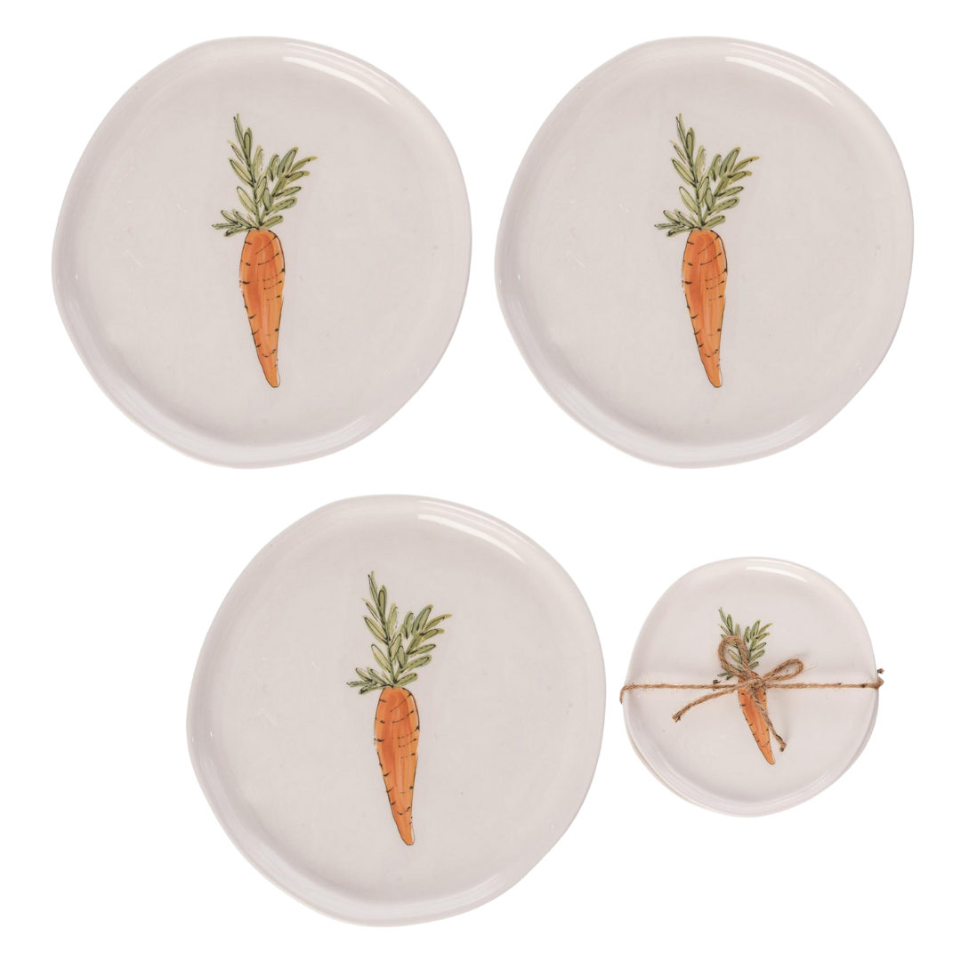SALE Transpac Dol Carrot Tidbit Plates S/3 Easter Home Décor