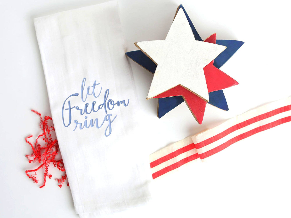 Embroidered Tea Towel Let Freedom Ring