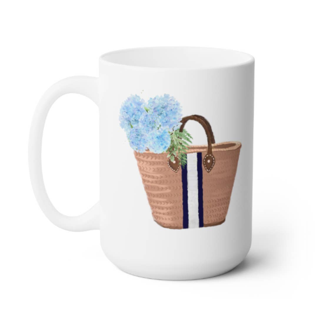 MUG - Straw Bag with Hydrangeas