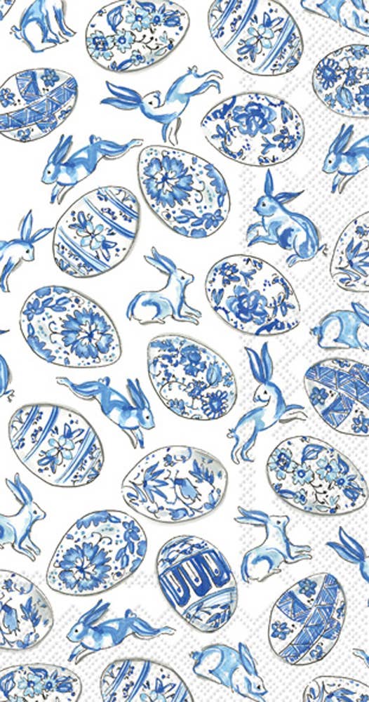 Paper Guest Towels 16 count Blue And White Eggs Easter