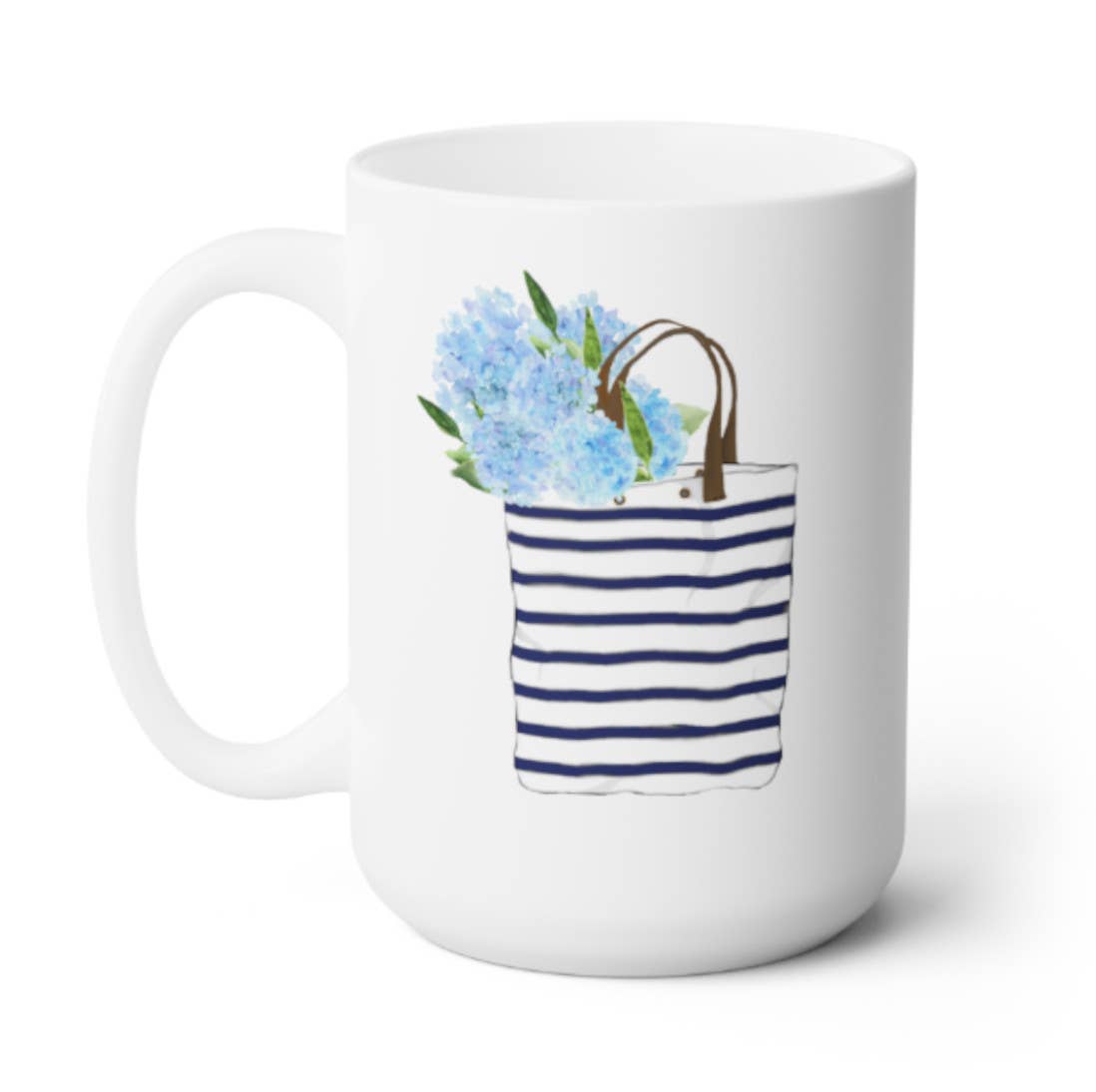 MUG - Striped Bag with Hydrangeas