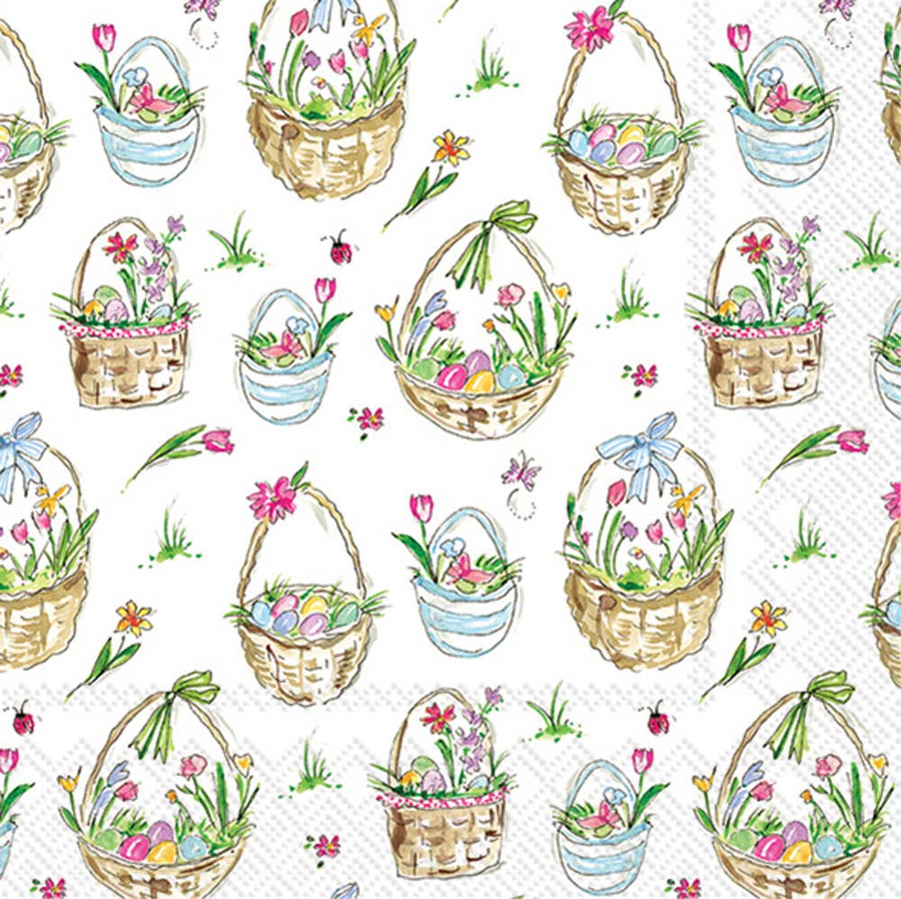 Paper Cocktail Napkins 20ct Easter Basket Rosanne Beck