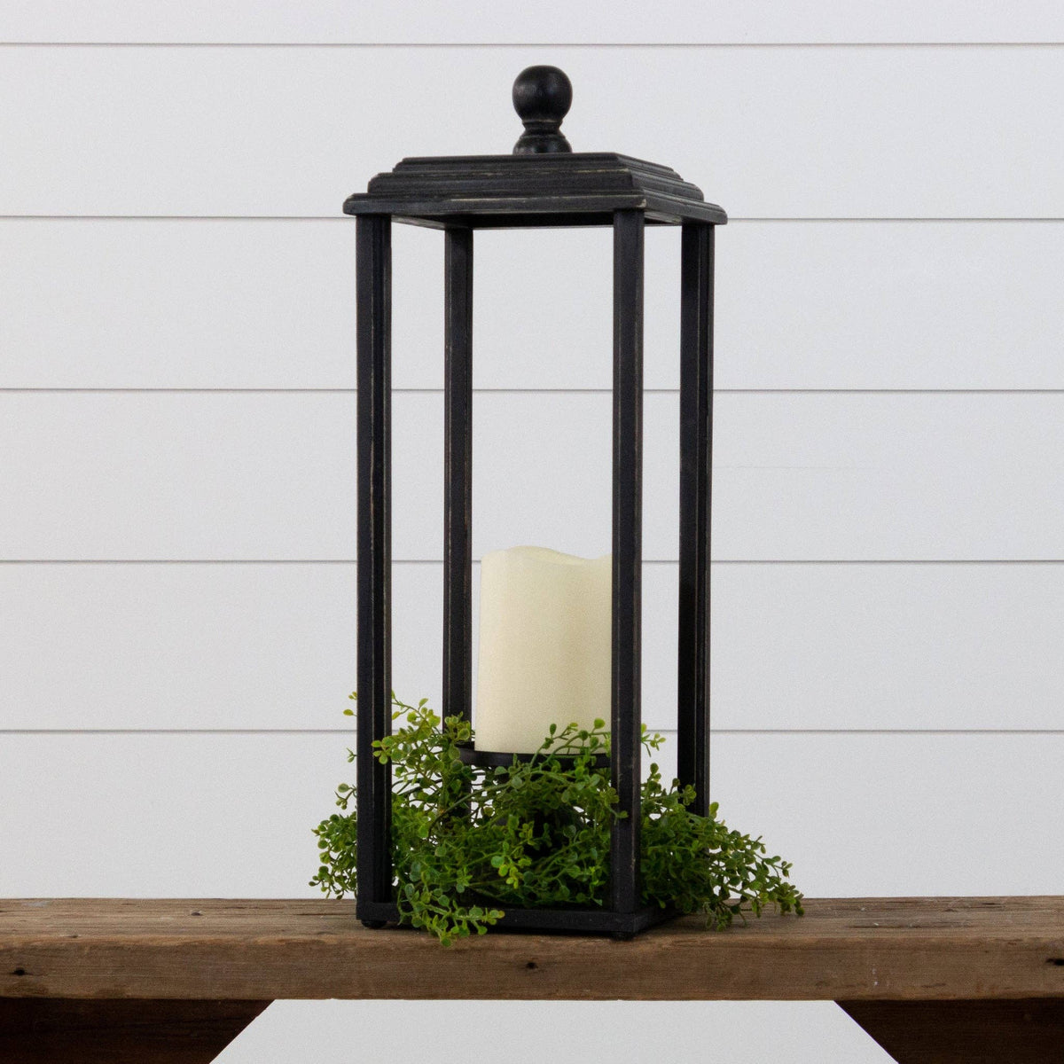 Black Open Lantern with Candle Holder (PC)
