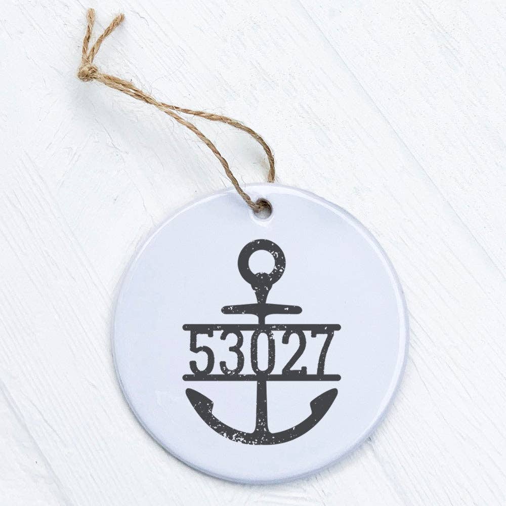 Distressed Anchor w/ Zip Code - Custom Ornament