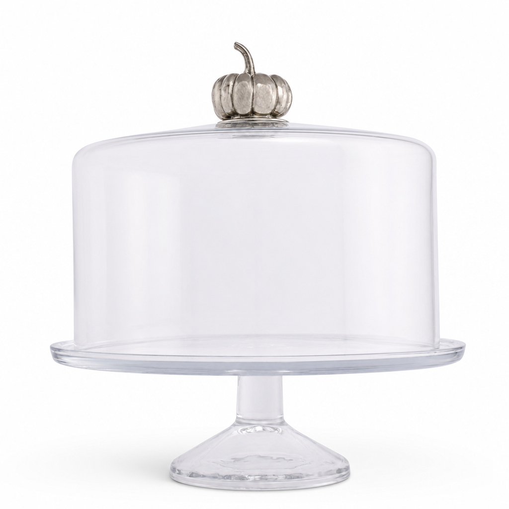 Pumpkin Knob Glass Covered Cake / Dessert Stand