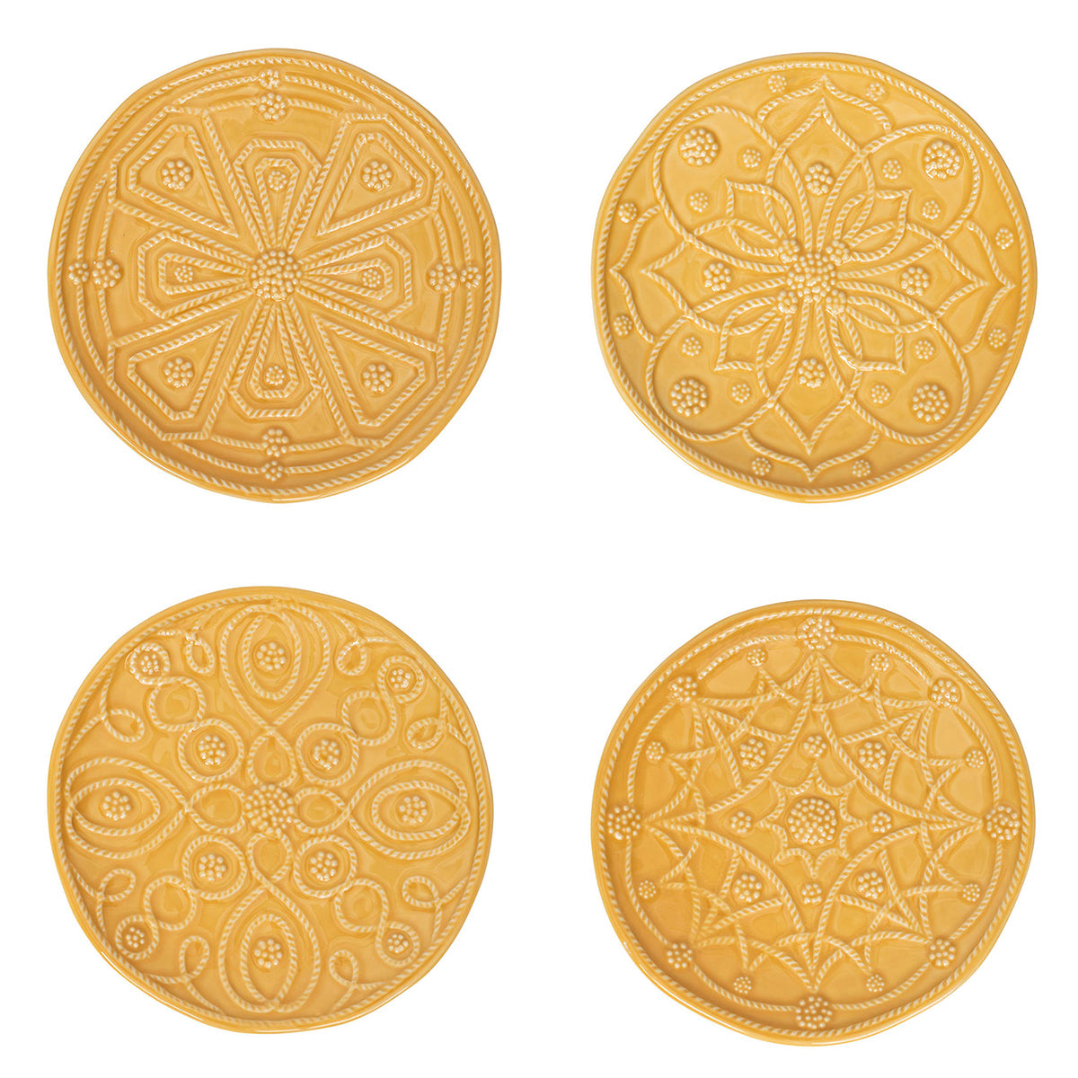 Jardins Du Monde Side/Cocktail Plate Assorted Set/4 Dafodil