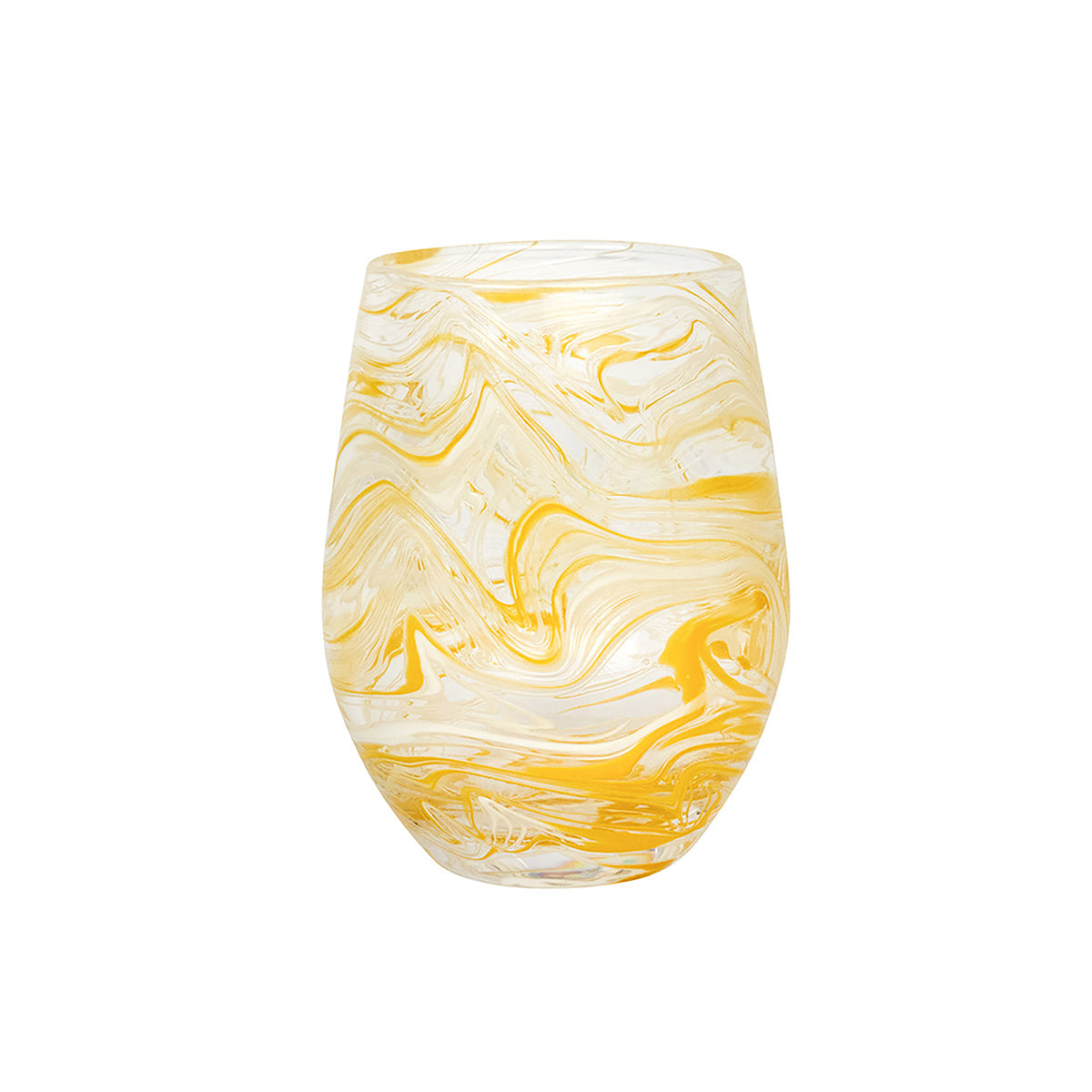 Puro Marbled Stemless Wine Glass Yellow
