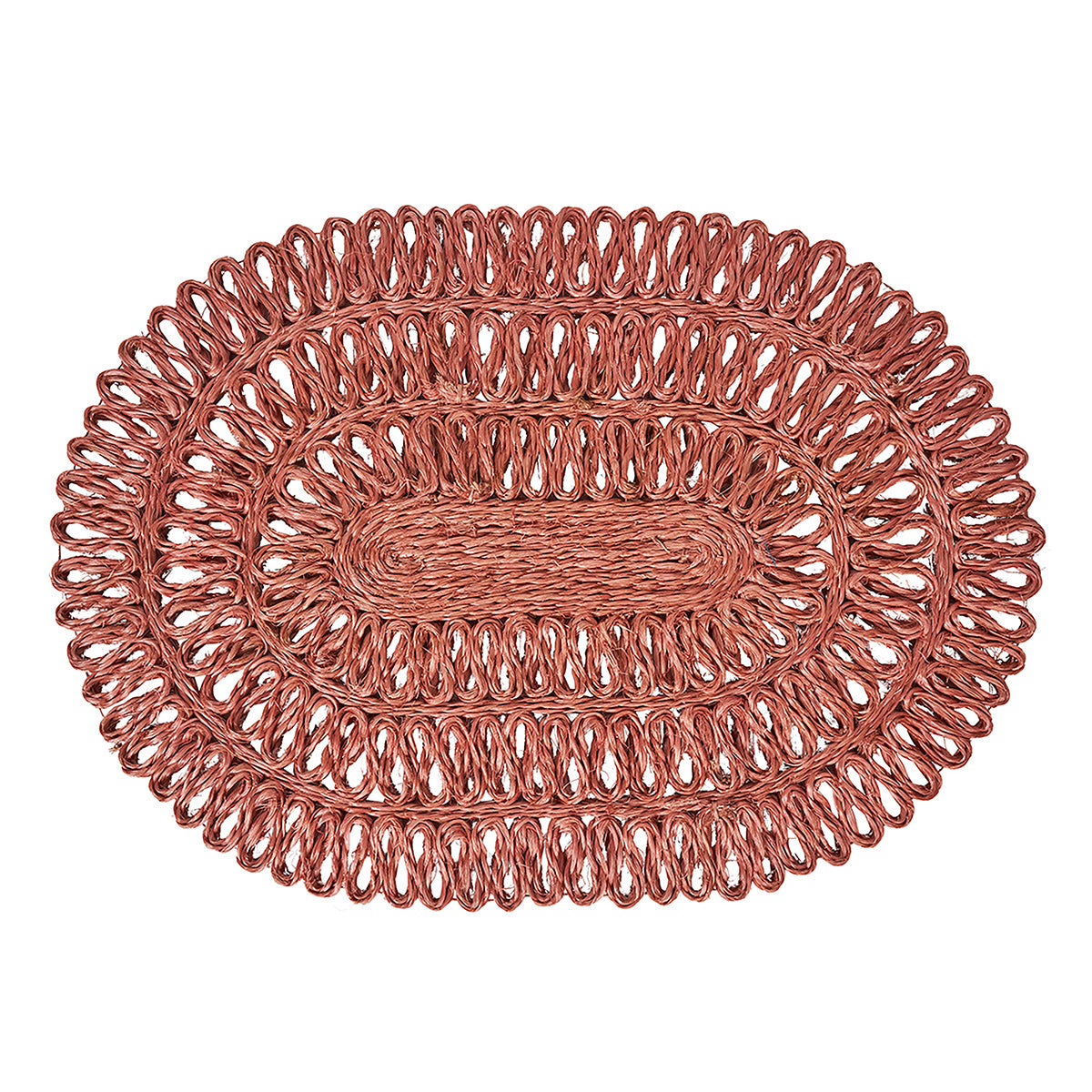 Straw Loop Oval Placemat Coral