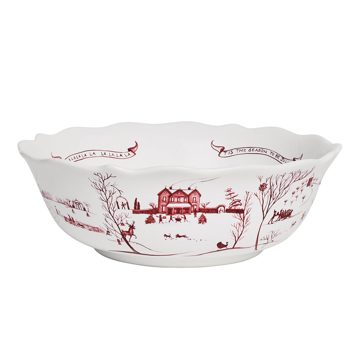 Country Estate Winter Frolic 11" Serving Bowl - Ruby