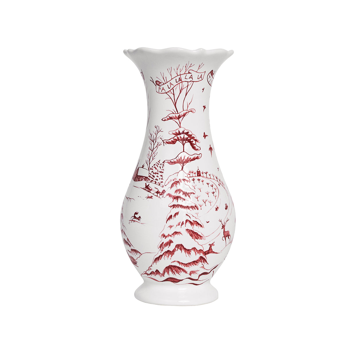 Country Estate Winter Frolic 9" Vase - Ruby