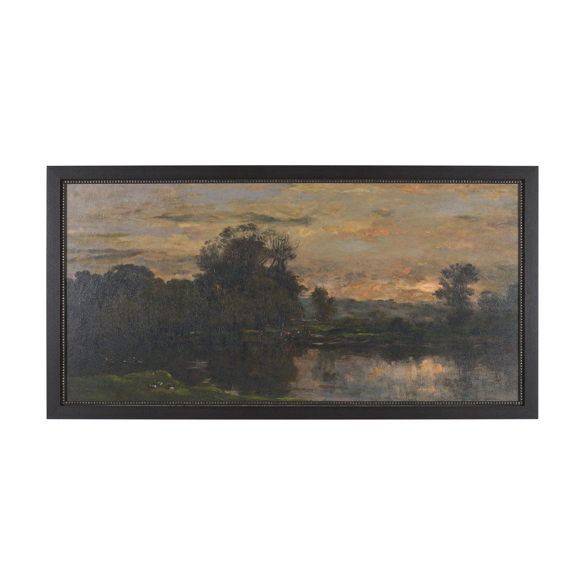 A River Landscape with Storks by Charles-Francois Daubigny Textured