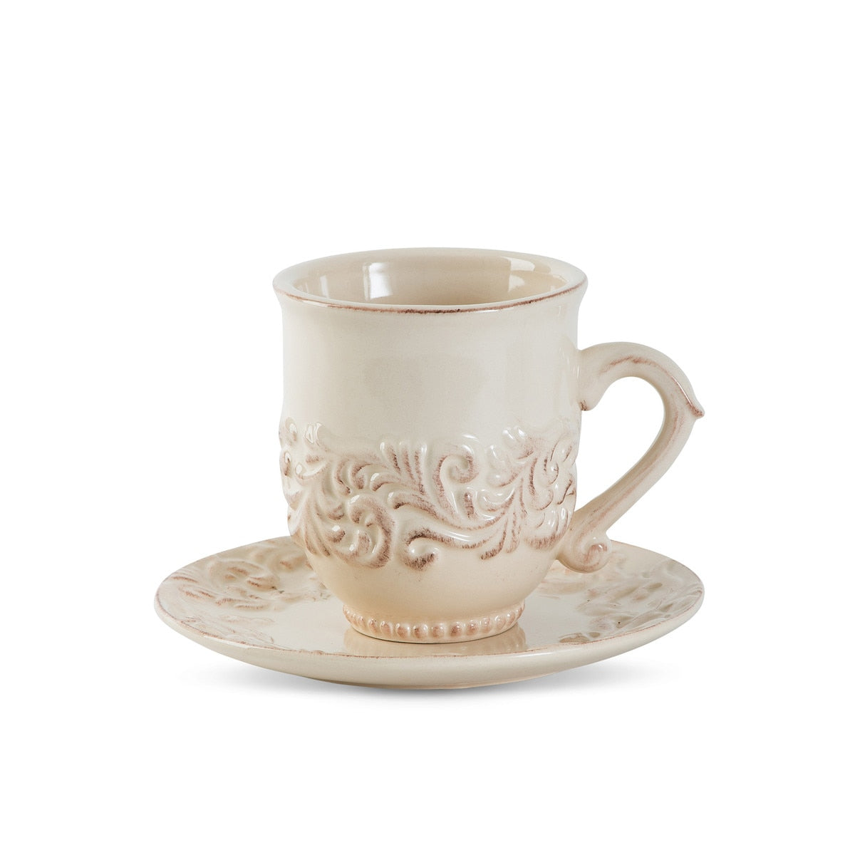 Belle Rive Stoneware Cup and Saucer, Set of 4