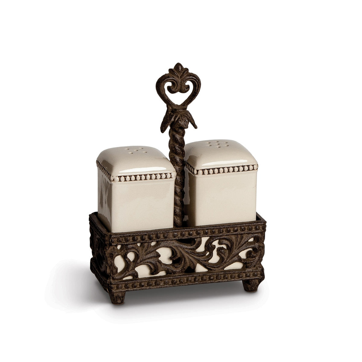 Belle Rive Stoneware Salt and Pepper Shakers in Holder