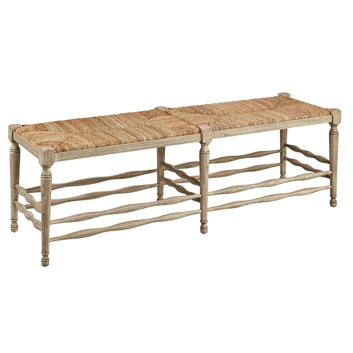 Selene Reed Bench — Weathered Wood