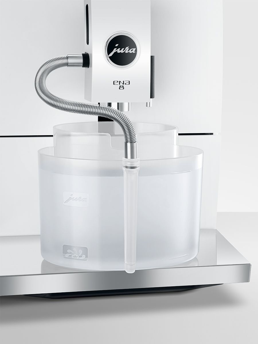 Container for Milk System Cleaning connected via milk pipe casing to ENA 8
