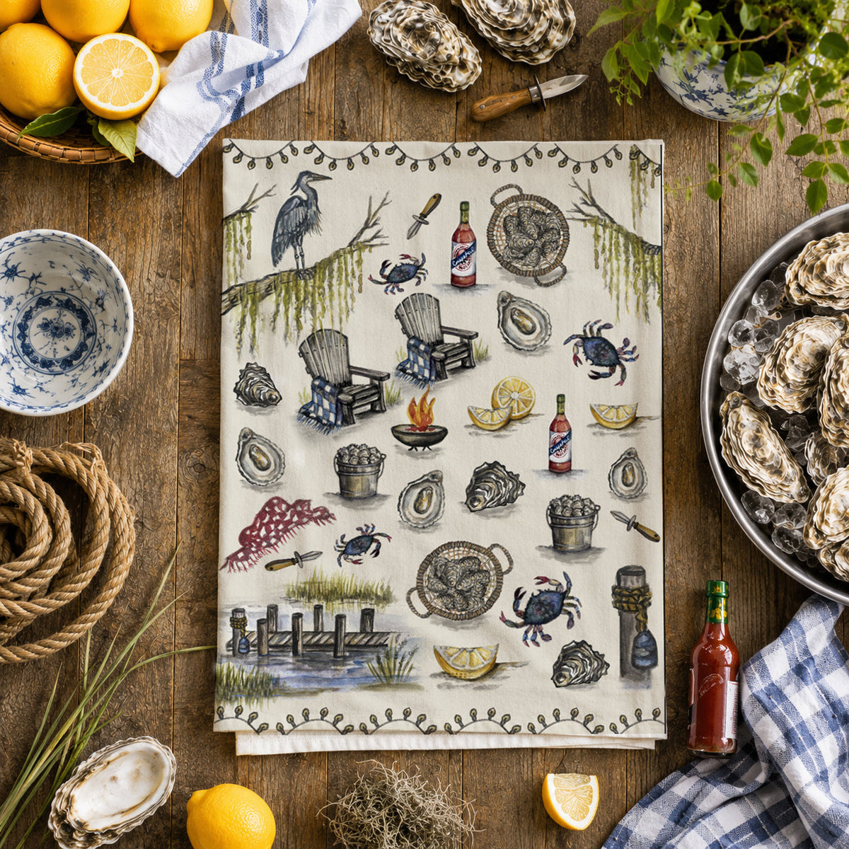 Oyster Roast Tea Towel — photo 1