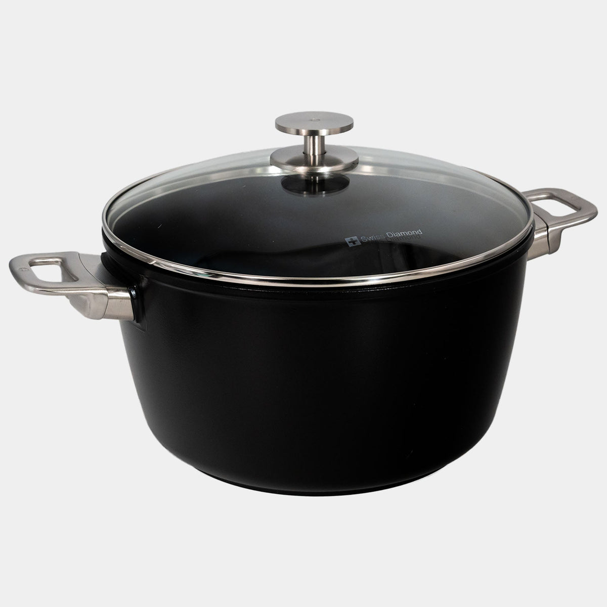 Swiss Diamond CXD DOU Ceramic Nonstick Stock Pot with Glass Lid — 8.5 qt