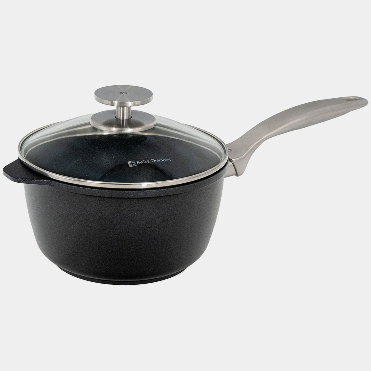 Swiss Diamond CXD DOU Ceramic Nonstick Saucepan with Glass Lid — 2.2 qt