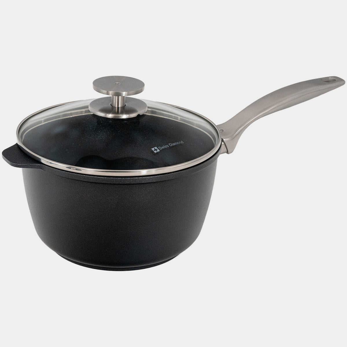 Swiss Diamond CXD DOU Ceramic Nonstick Saucepan with Glass Lid — 3.2 qt