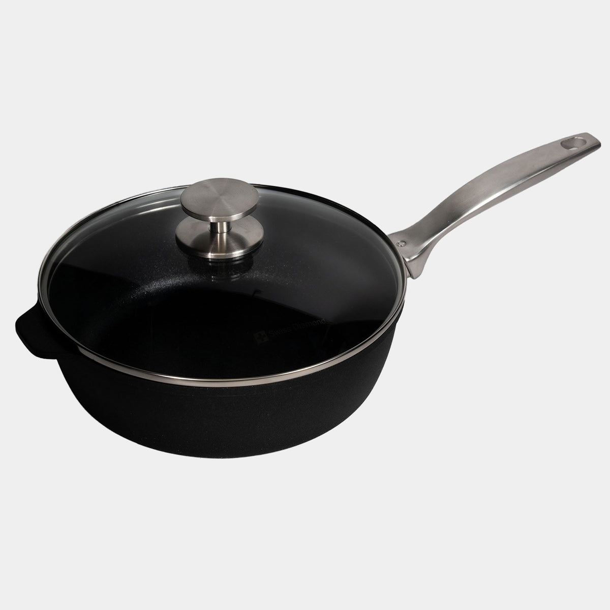 Swiss Diamond CXD DOU Ceramic Nonstick Saute Pan with Glass Lid — 3.2 qt
