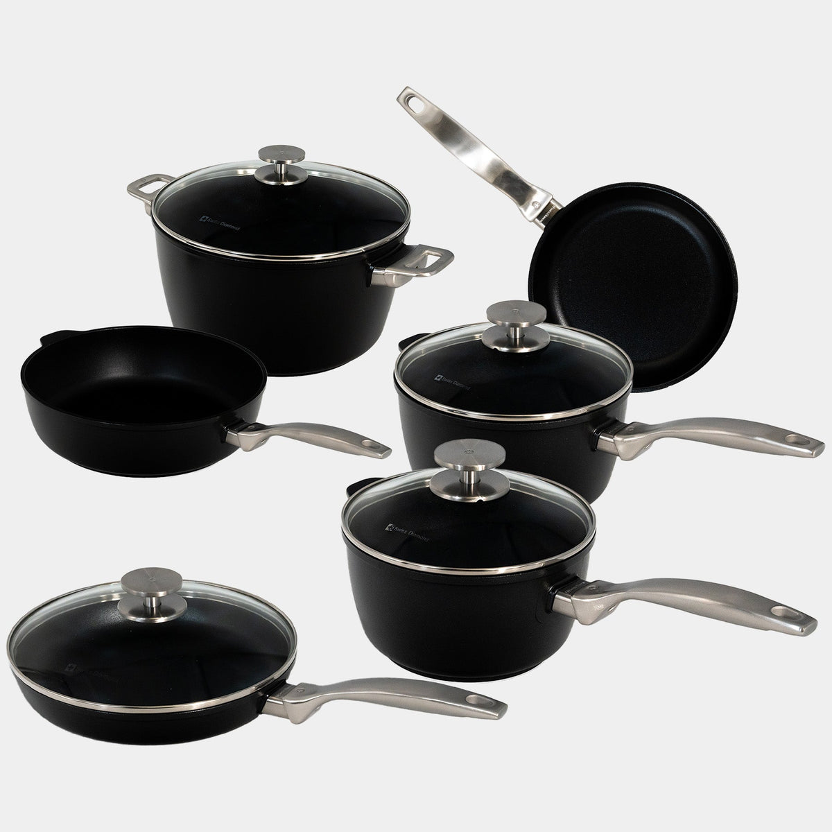 Swiss Diamond CXD DOU Ceramic Nonstick 10-Piece Set - Complete Kitchen Set
