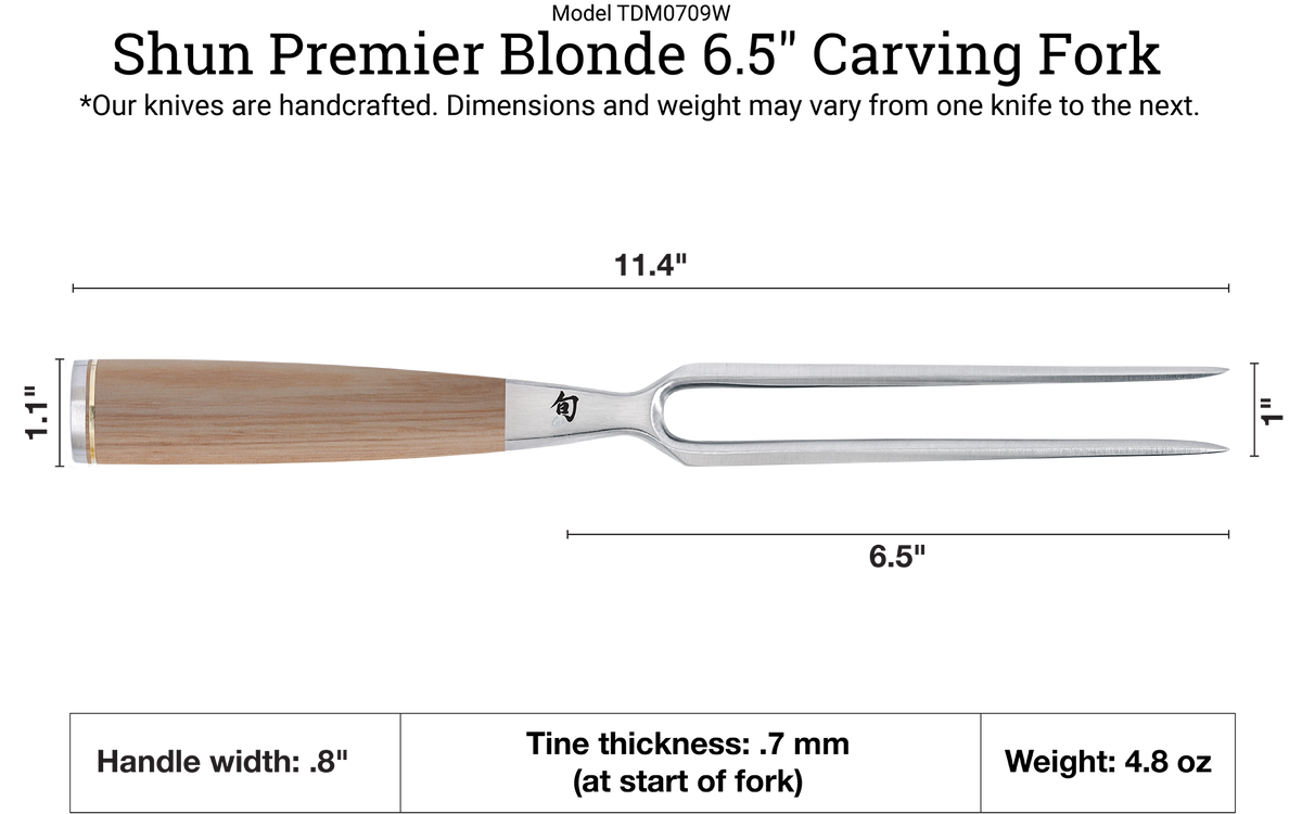 Shun Premier Blonde 6.5" Carving Fork — Blonde