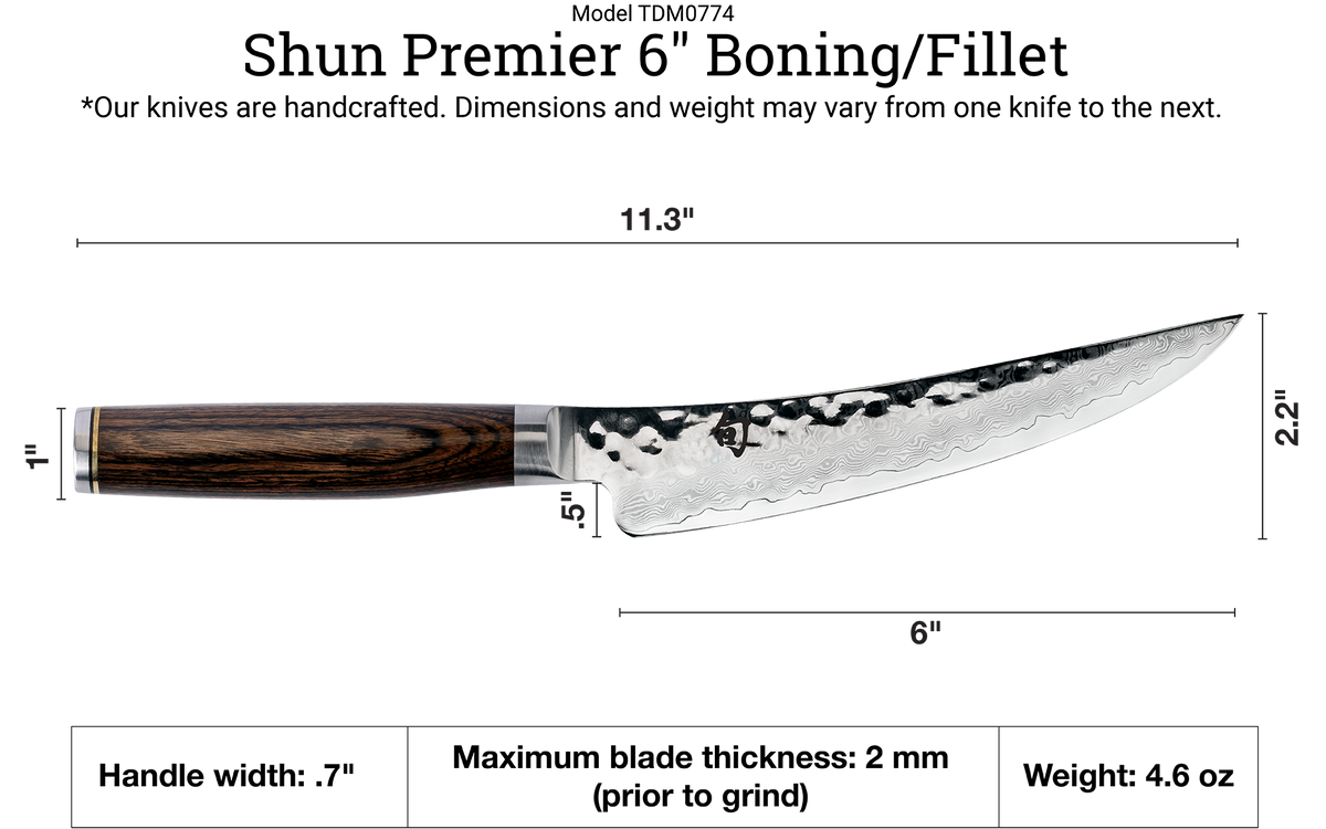 Shun Premier Blonde 6" Boning & Fillet Knife — Walnut