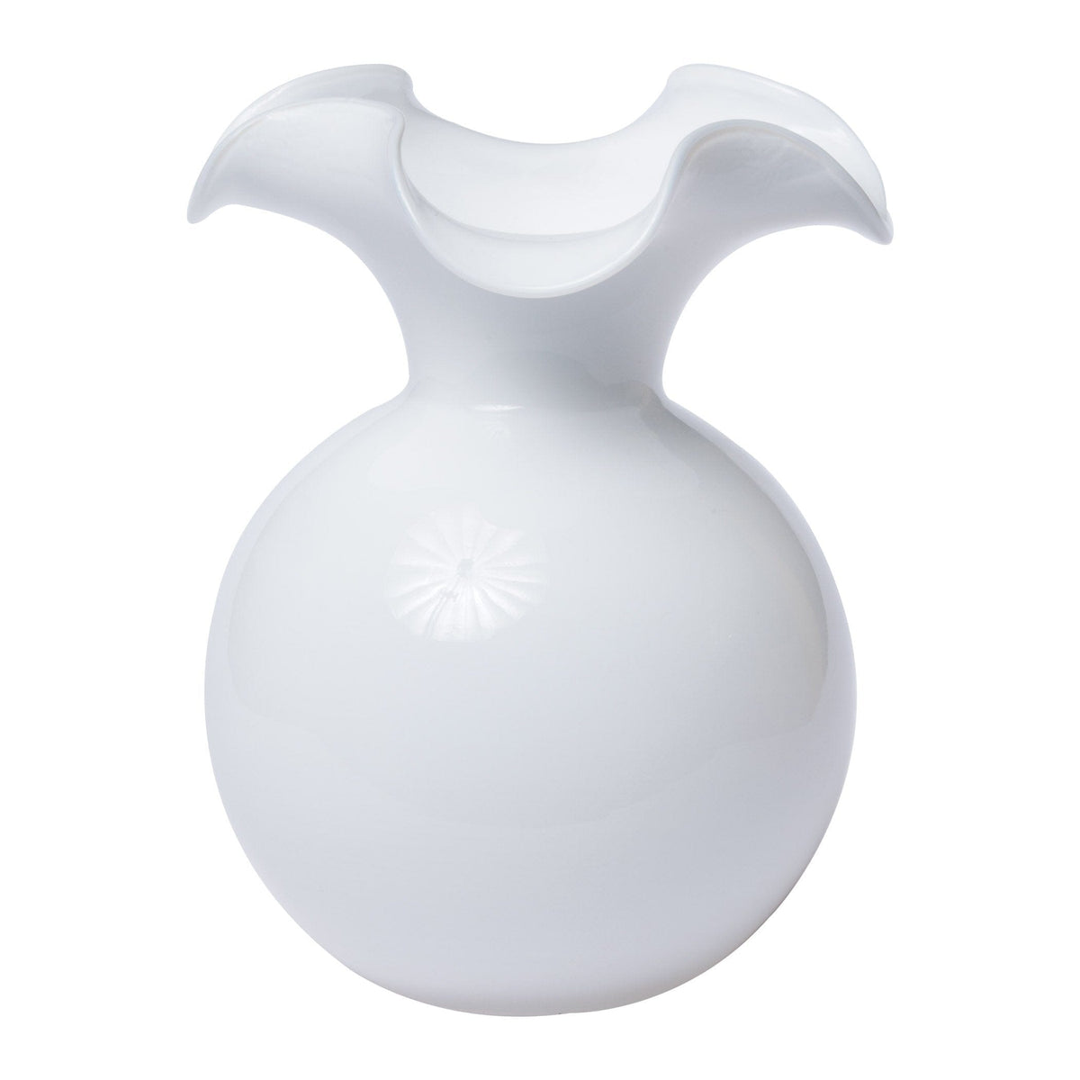 Hibiscus Glass Medium Fluted Vase White