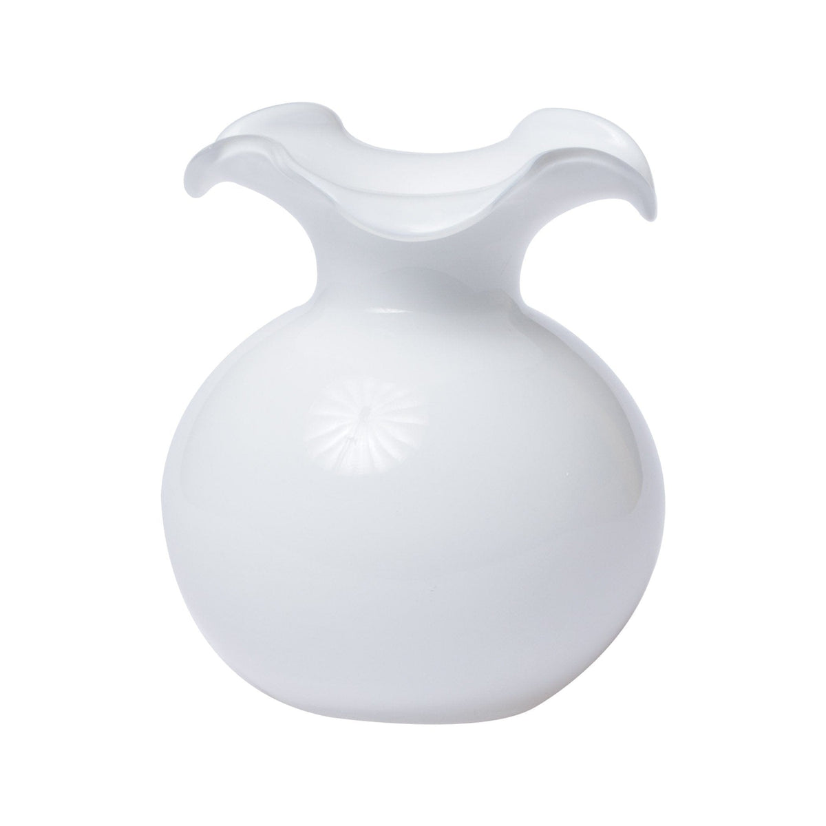 Hibiscus Glass White Small Fluted Vase White