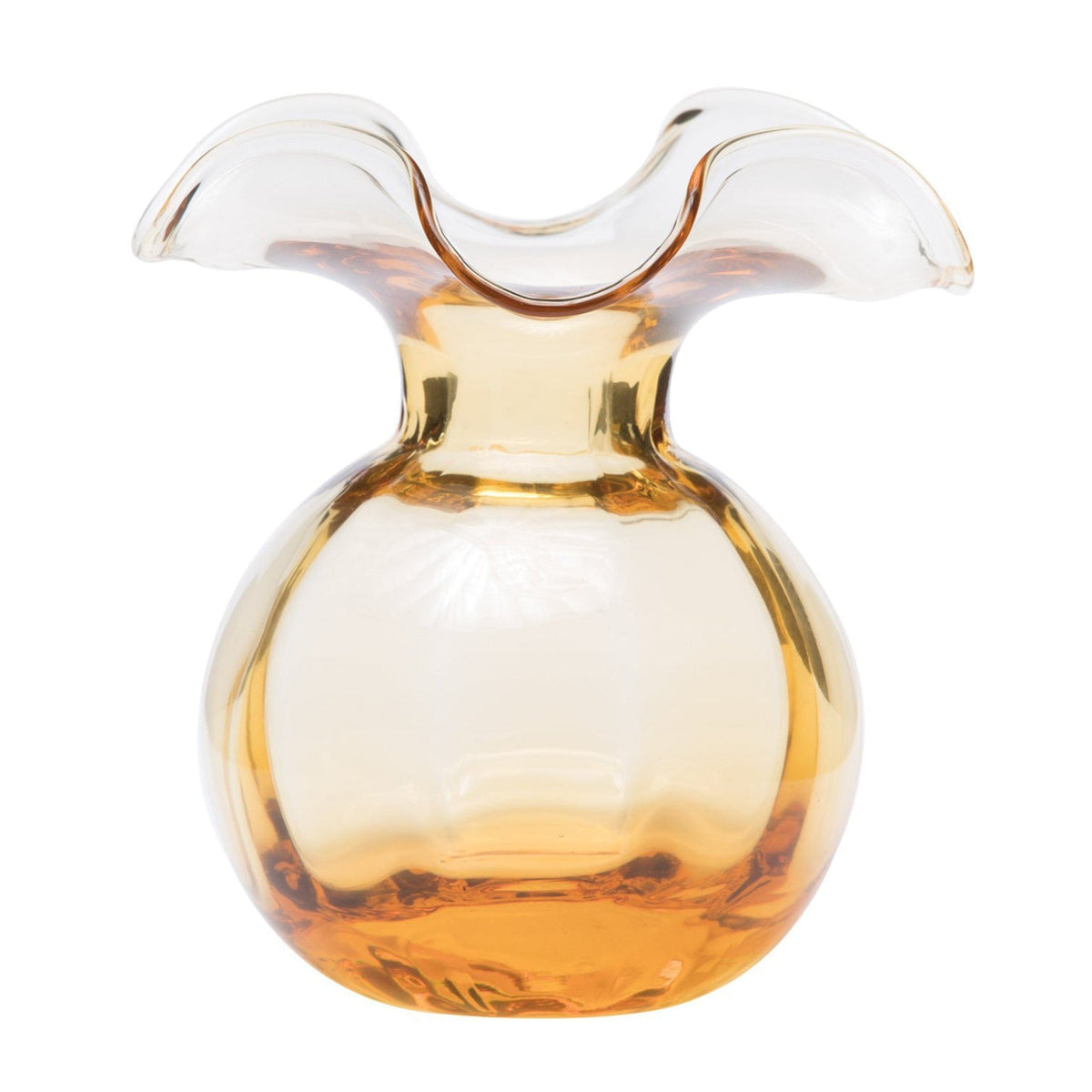 Hibiscus Glass Medium Fluted Vase Amber