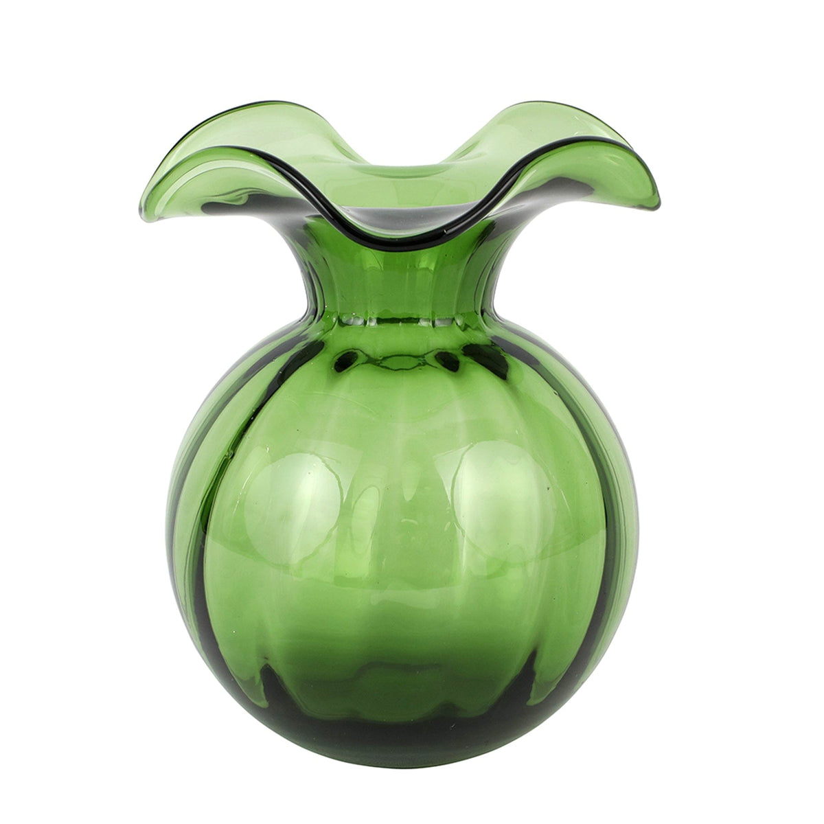 Hibiscus Glass Medium Fluted Vase Dark Green