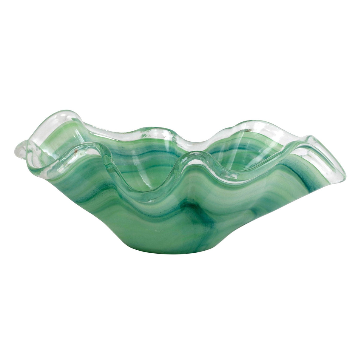 Onda Glass Large Bowl Green
