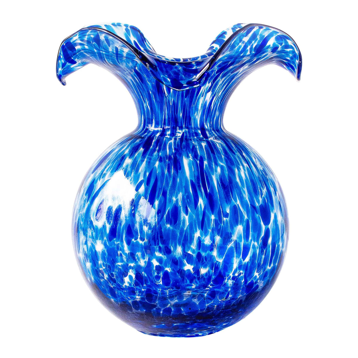 Hibiscus Glass Medium Fluted Vase Cobalt Tortoiseshell