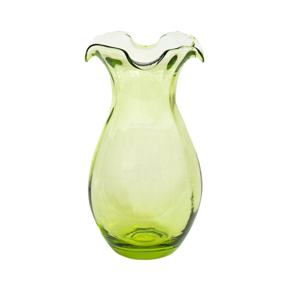 Hibiscus Glass Vertical Fluted Small Vase Green