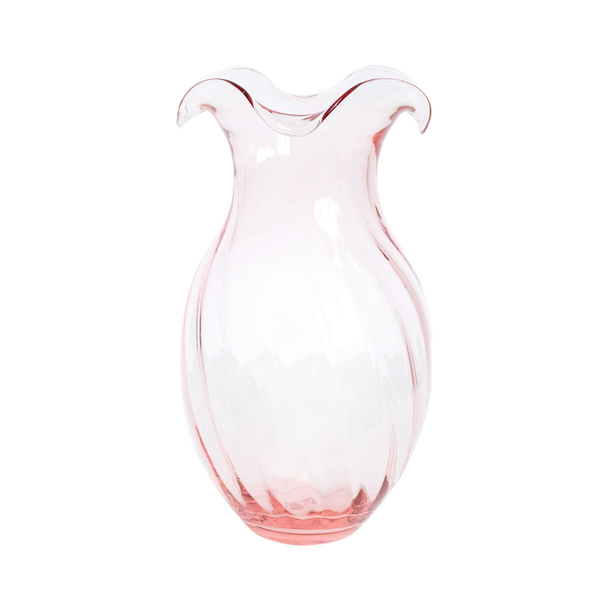 Hibiscus Glass Vertical Fluted Small Vase Pink
