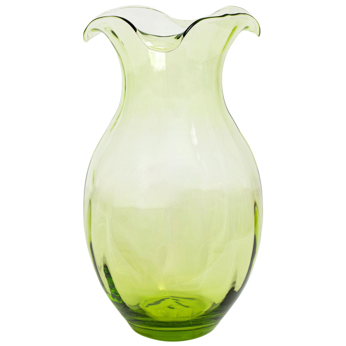Hibiscus Glass Vertical Fluted Large Vase Green