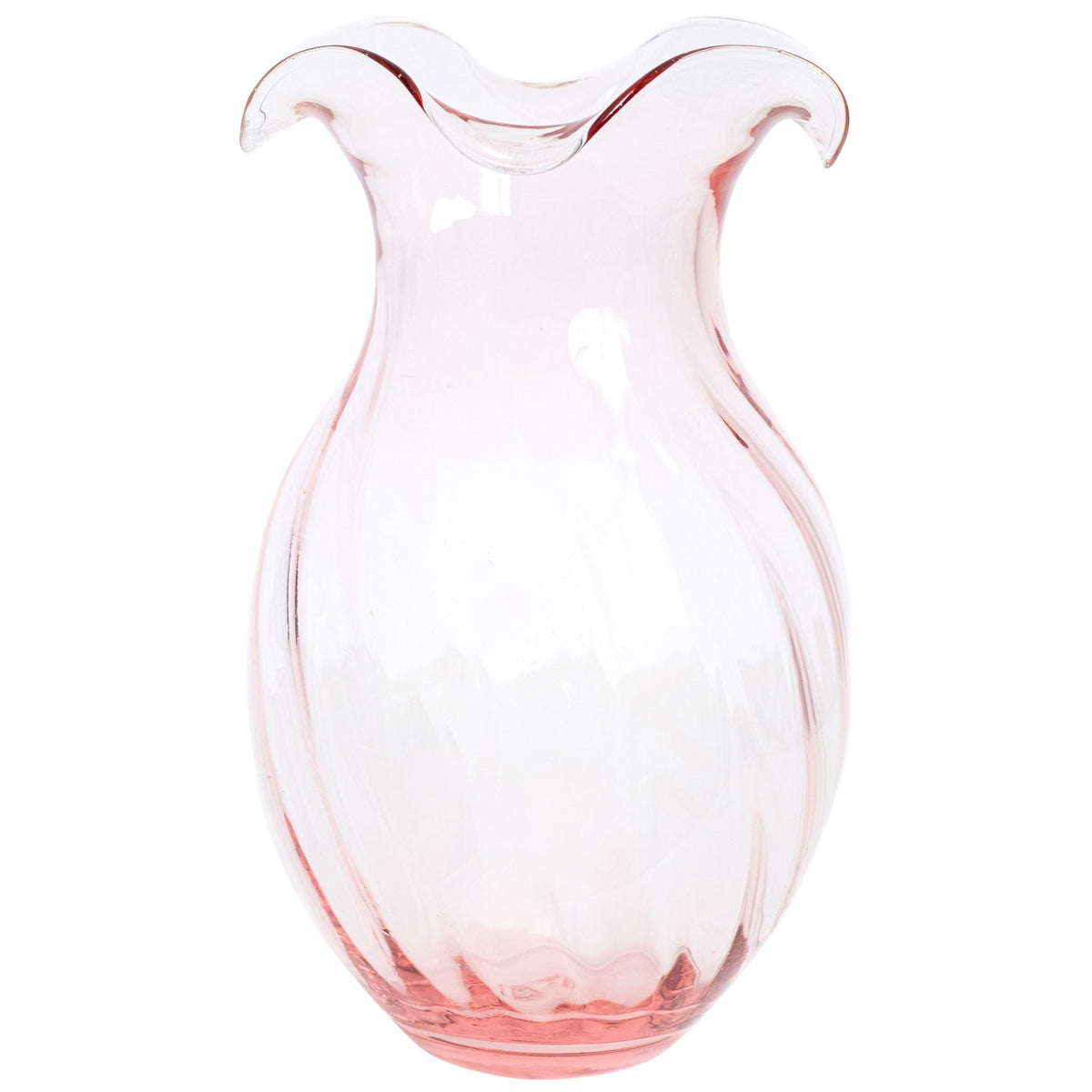 Hibiscus Glass Vertical Fluted Large Vase Pink