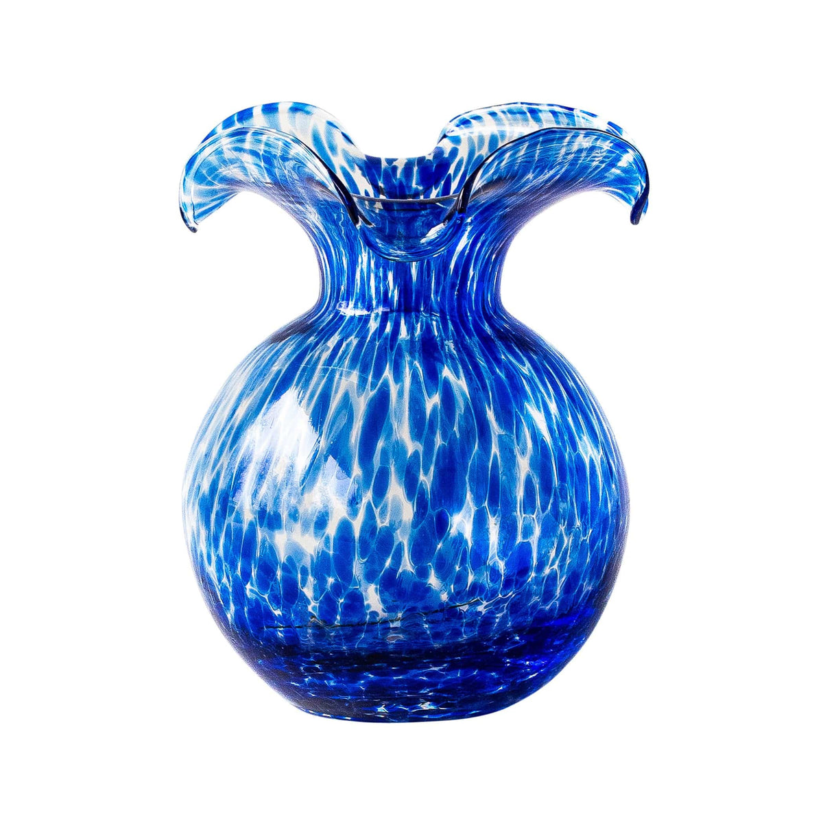 Hibiscus Glass Small Fluted Vase Cobalt Tortoiseshell