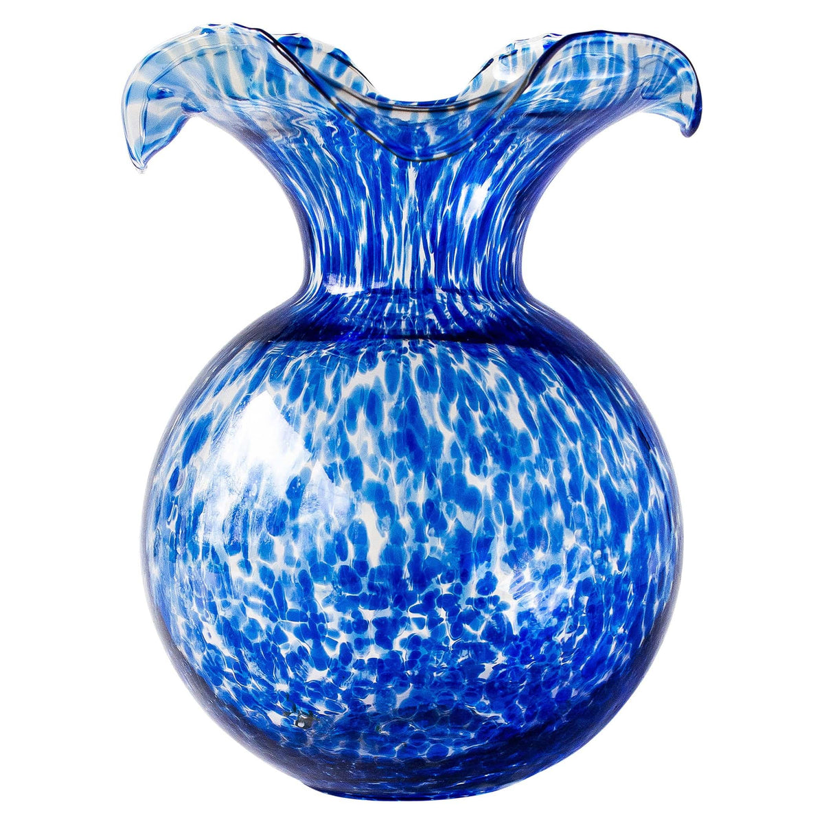 Hibiscus Glass Large Fluted Vase Cobalt Tortoiseshell