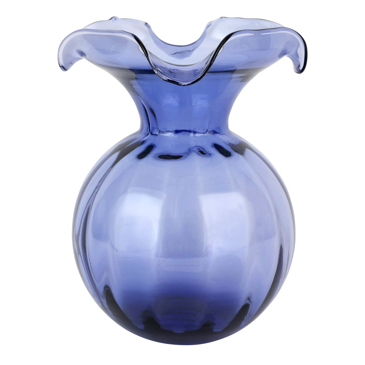 Hibiscus Glass Medium Fluted Vase Indigo