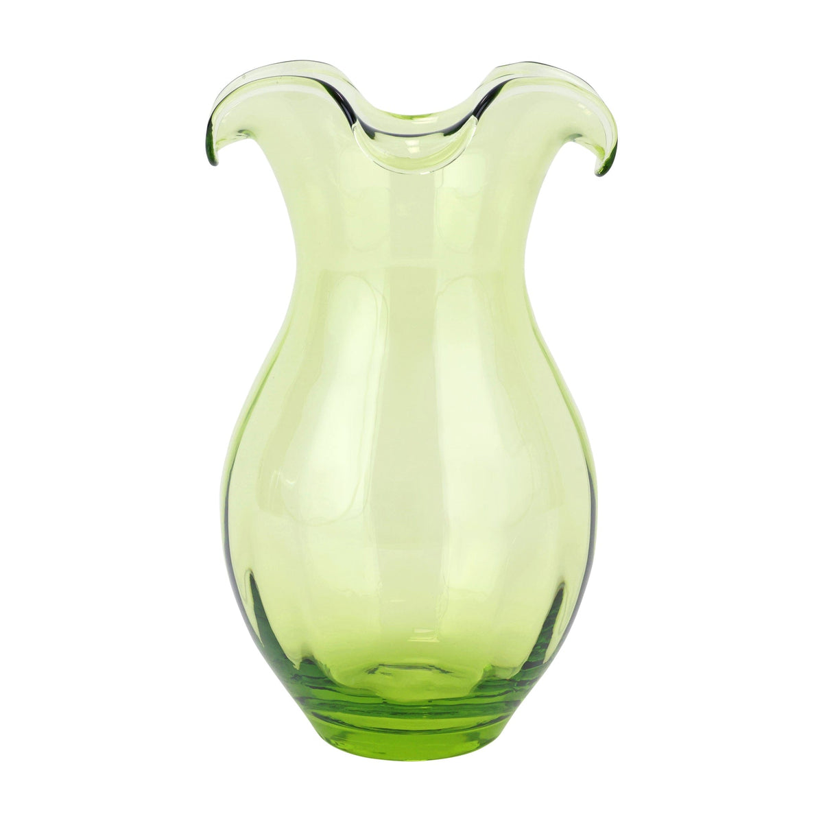 Hibiscus Glass Vertical Fluted Medium Vase Green
