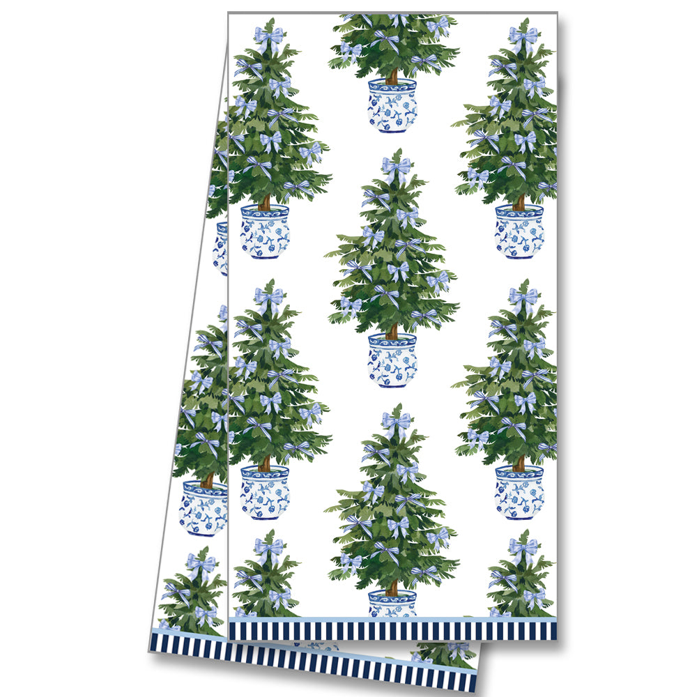 Tea Towel | Blue Bows Christmas Trees
