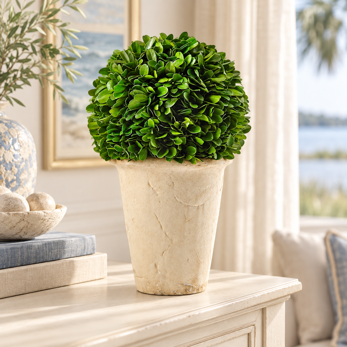 greenery styled in a warm coastal home